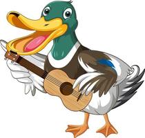 Cartoon duck playing a guitar vector