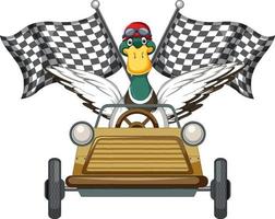 Soapbox derby with duck driving car vector