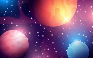 Realistic galaxy background with colorful planets vector