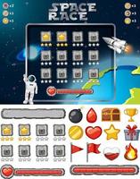 Space game background template and elements vector