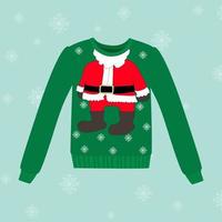 Christmas sweater on blue background with snowflakes vector