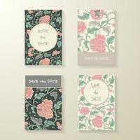 Collection of ornamental colored antique floral card vector templates