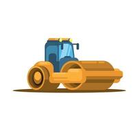 Tandem roller asphalt compactor industrial vehicle cartoon illustration vector