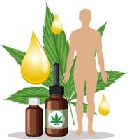 Cannabis oil in a glass bottle vector