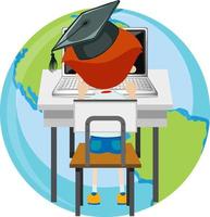 A man wearing graduation hat using computer vector