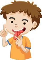 Boy cartoon character with tongue twister vector