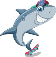 Smiling shark cartoon character vector