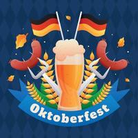 Oktoberfest saludos con decoración modelo vector