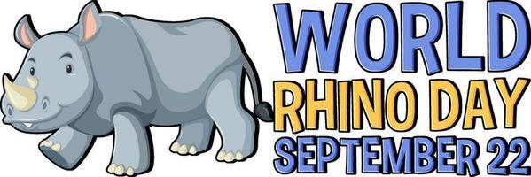 World Rhino Day September 22 Banner Design vector