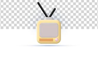 unique realistic cute old tv icon style 3d design isolated on vector