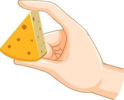 Hand holding a piece of cheese vector