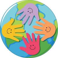 Human hands symbol on earth planet vector