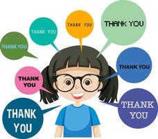 A girl with thank you speech bubble vector