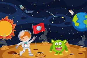 Cartoon space background template vector