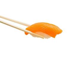 Salmon sushi nigiri isolated on white background photo