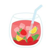 Animated Iced Strawberry Cocktail for Fresh Summer Drinks and Beverage Soda Vector Illustration Image