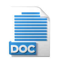 Doc archivo tipo 3d representación en transparente antecedentes. ui ux icono diseño web y aplicación tendencia png