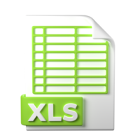 XLS File Type 3D rendering on transparent background. Ui UX icon design web and app trend png