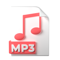 MP3 File Type 3D rendering on transparent background. Ui UX icon design web and app trend png