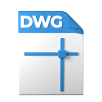 dwg fil typ 3d tolkning på transparent bakgrund. ui ux ikon design webb och app trend png