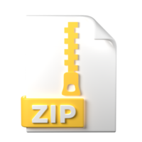 ZIP File Type 3D rendering on transparent background. Ui UX icon design web and app trend png