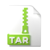 TAR File Type 3D rendering on transparent background. Ui UX icon design web and app trend png