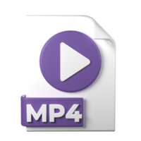 MP4 File Type 3D rendering on transparent background. Ui UX icon design web and app trend png