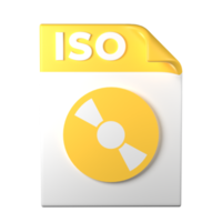 ISO File Type 3D rendering on transparent background. Ui UX icon design web and app trend png