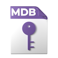 MDB File Type 3D rendering on transparent background. Ui UX icon design web and app trend png