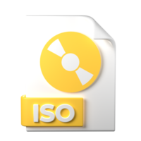 ISO File Type 3D rendering on transparent background. Ui UX icon design web and app trend png