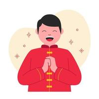 Man or Boy wear chinese tradition clothes for chinese new year festival vector