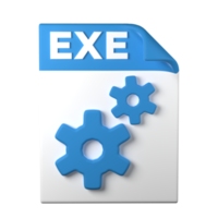 EXE File Type 3D rendering on transparent background. Ui UX icon design web and app trend png
