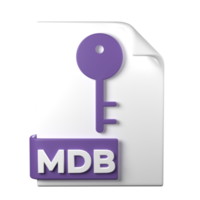 MDB File Type 3D rendering on transparent background. Ui UX icon design web and app trend png