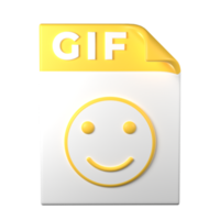 GIF File Type 3D rendering on transparent background. Ui UX icon design web and app trend png