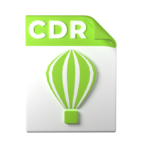 CDR File Type 3D rendering on transparent background. Ui UX icon design web and app trend png