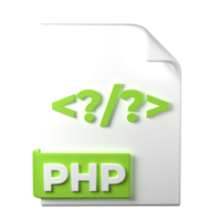 PHP File Type 3D rendering on transparent background. Ui UX icon design web and app trend png