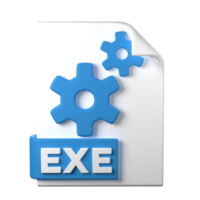 EXE File Type 3D rendering on transparent background. Ui UX icon design web and app trend png