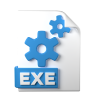 Exe Arquivo tipo 3d Renderização em transparente fundo. ui ux ícone Projeto rede e aplicativo tendência png