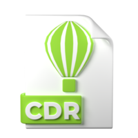 CDR File Type 3D rendering on transparent background. Ui UX icon design web and app trend png