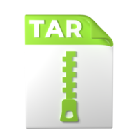 TAR File Type 3D rendering on transparent background. Ui UX icon design web and app trend png