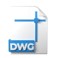 DWG File Type 3D rendering on transparent background. Ui UX icon design web and app trend png