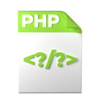 PHP File Type 3D rendering on transparent background. Ui UX icon design web and app trend png