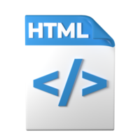 HTML File Type 3D rendering on transparent background. Ui UX icon design web and app trend png