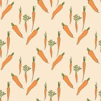 Seamless background with colored carrots. Endless pattern for your design. Vector.  Pack of fresh healthy vegetables. Collection of food elements. vector