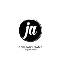 Initial JA with black circle brush logo template vector