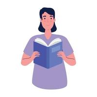 woman reading book vector