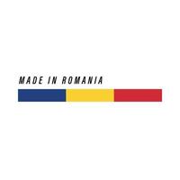 hecho en Rumania, Insignia o etiqueta con bandera aislado vector