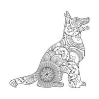 Cute dog mandala coloring vector illustration line art design for kids and adults.