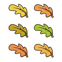A set of autumn icons. colored autumn oak leaf, leaf fall, vector illustration in cartoon style on a white background
