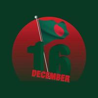 16 de diciembre saludo del día de la victoria de bangladesh con bandera nacional vector